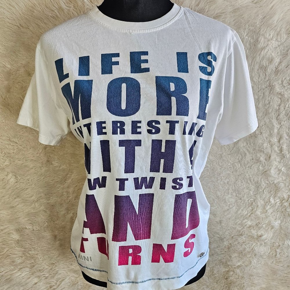 Mini Cooper Women's White 'Life is More Interesting with A Few Twists and Turns'